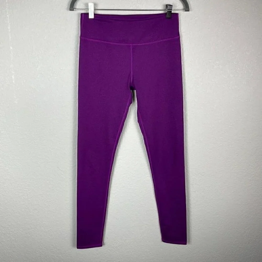 Fabletics Salar Printed PowerHold Leggings Heathered Purple Full Length 29”